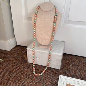 Heidi Daus NWT glass pearl bead multicolor long lanyard necklace wrap beachy
